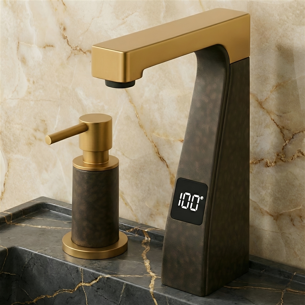 Airport restroom maintenance technician servicing a modular touchless faucet component
