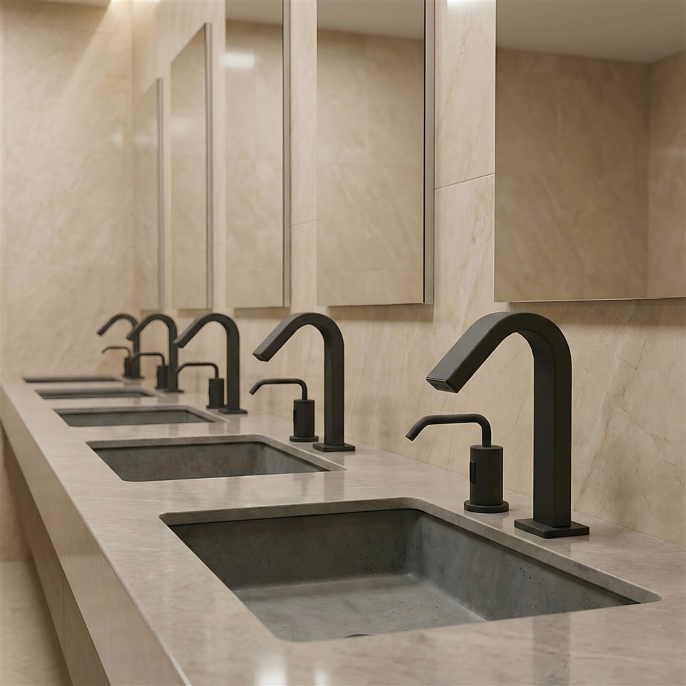 Airport buyer persona board showing terminal zones, traffic levels, and fixture procurement priorities