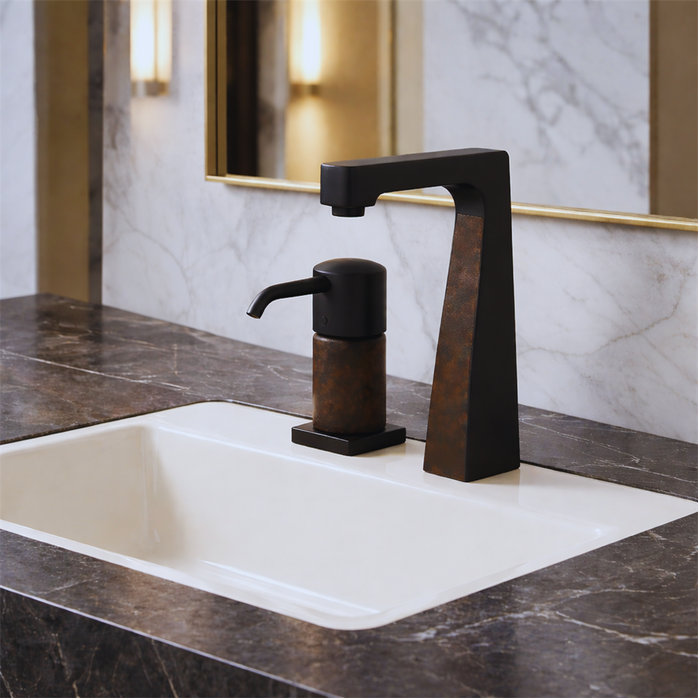 Premium airport lounge restroom concept with design-led touchless fixture selection