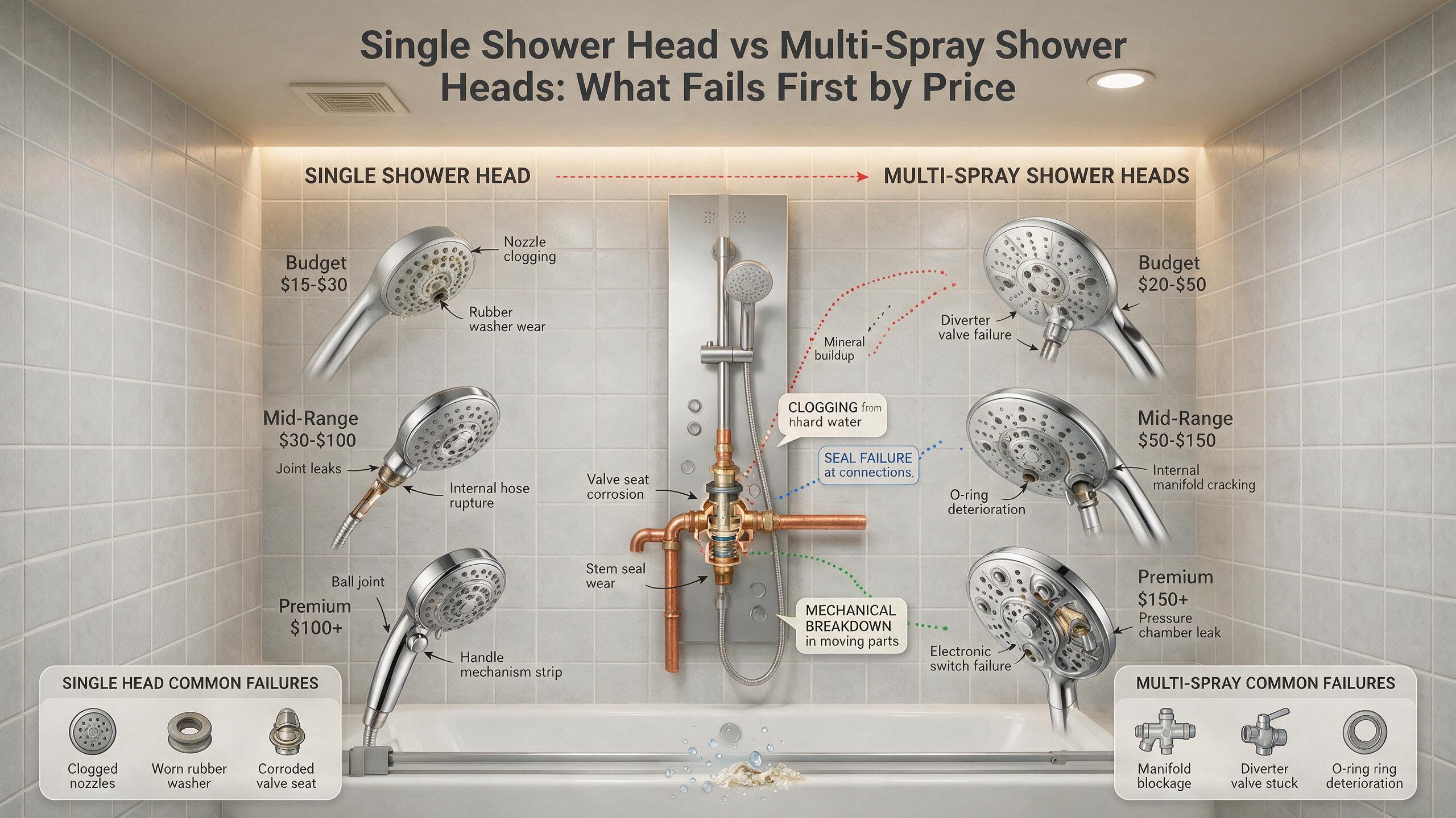 multi shower head with hand showers