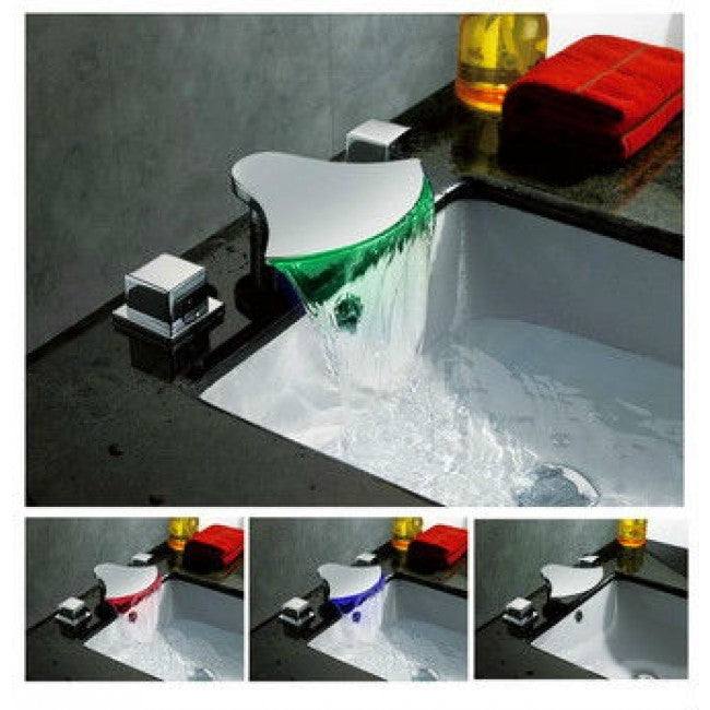 Juno Hot and Cold Water Mixer Bathroom Faucet with LED Color Changing Light
